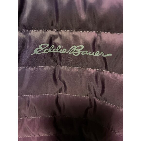 Eddie Bauer Purple Microlight Down Parka Hooded Long Puffy Sz XL - Picture 5 of 12